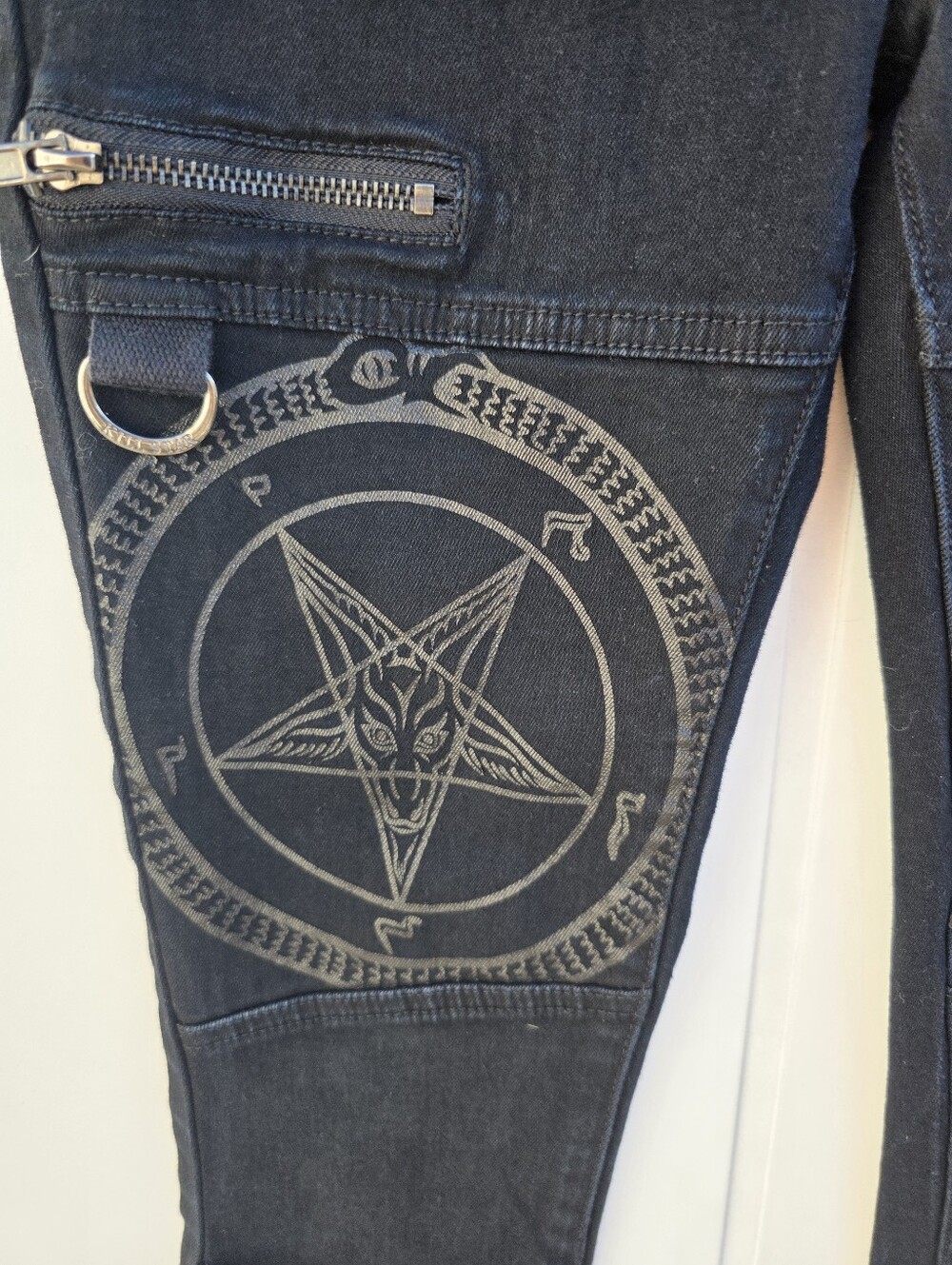 Killstar Grave Slave Skinny Goth Pentagram Occult Denim Jeans Size Small - Picture 3 of 15
